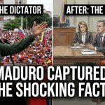 Nicolás Maduro captured 2026 split screen military gear vs NYC courtroom sketch narco-terrorism trial.